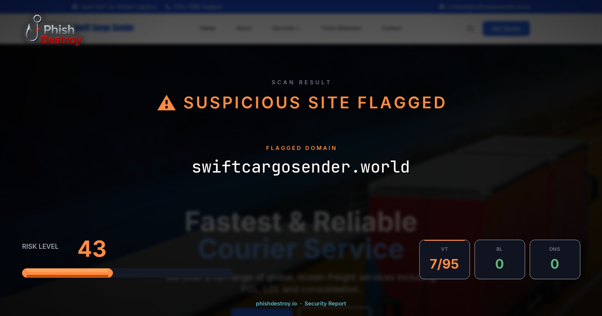 swiftcargosender.world phishing report — threat analysis by PhishDestroy
