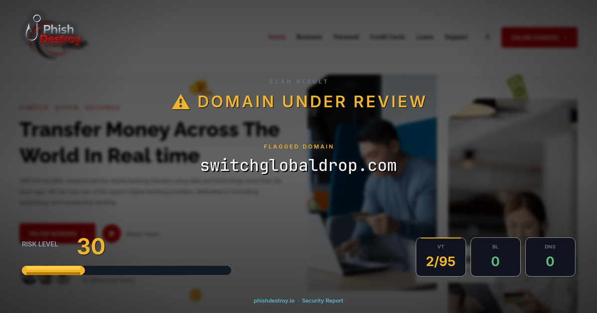switchglobaldrop.com phishing report — threat analysis by PhishDestroy