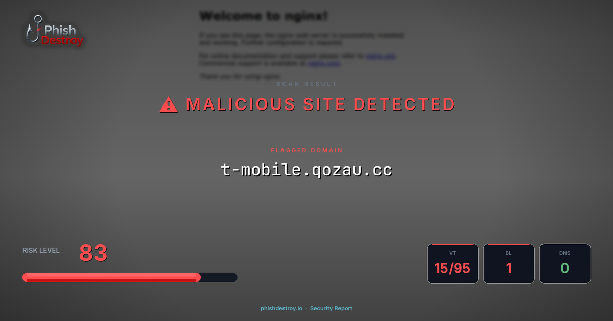 t-mobile.qozau.cc phishing report — threat analysis by PhishDestroy