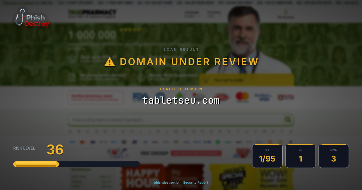 tabletseu.com phishing report — threat analysis by PhishDestroy
