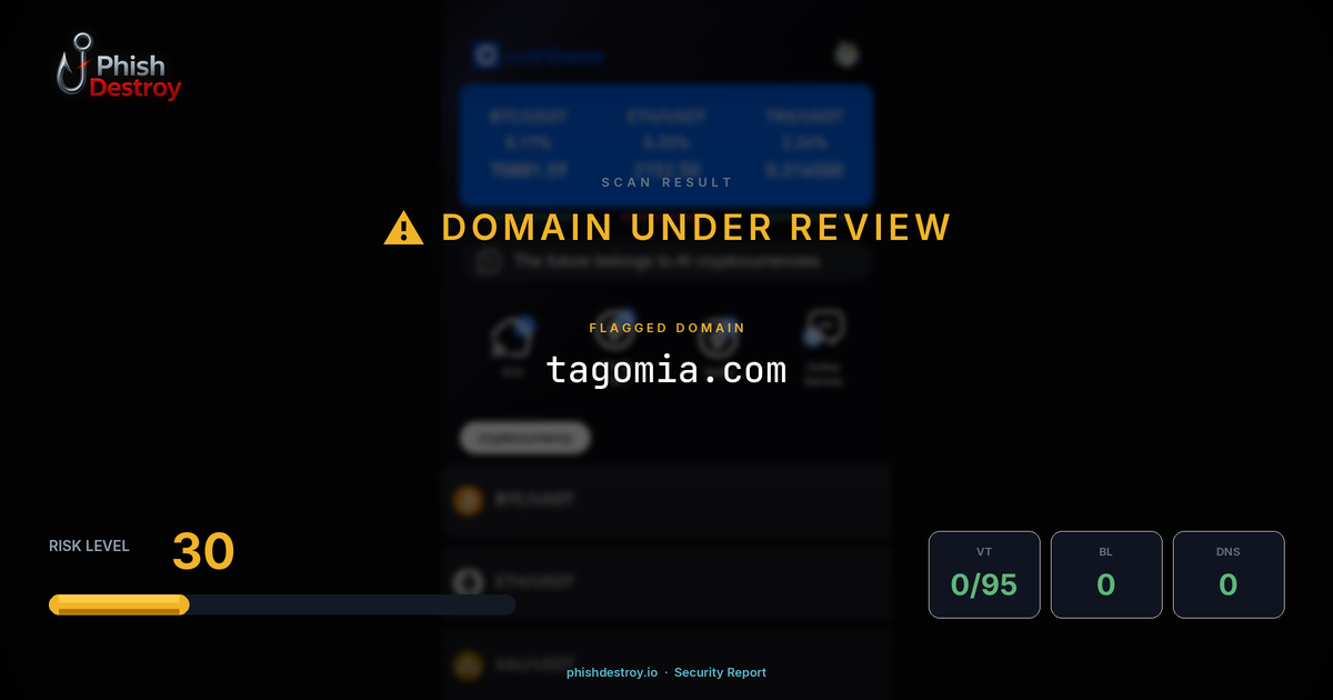 tagomia.com phishing report — threat analysis by PhishDestroy