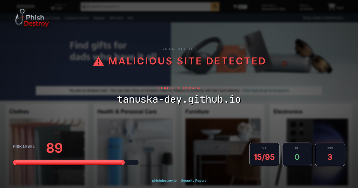 tanuska-dey.github.io phishing report — threat analysis by PhishDestroy
