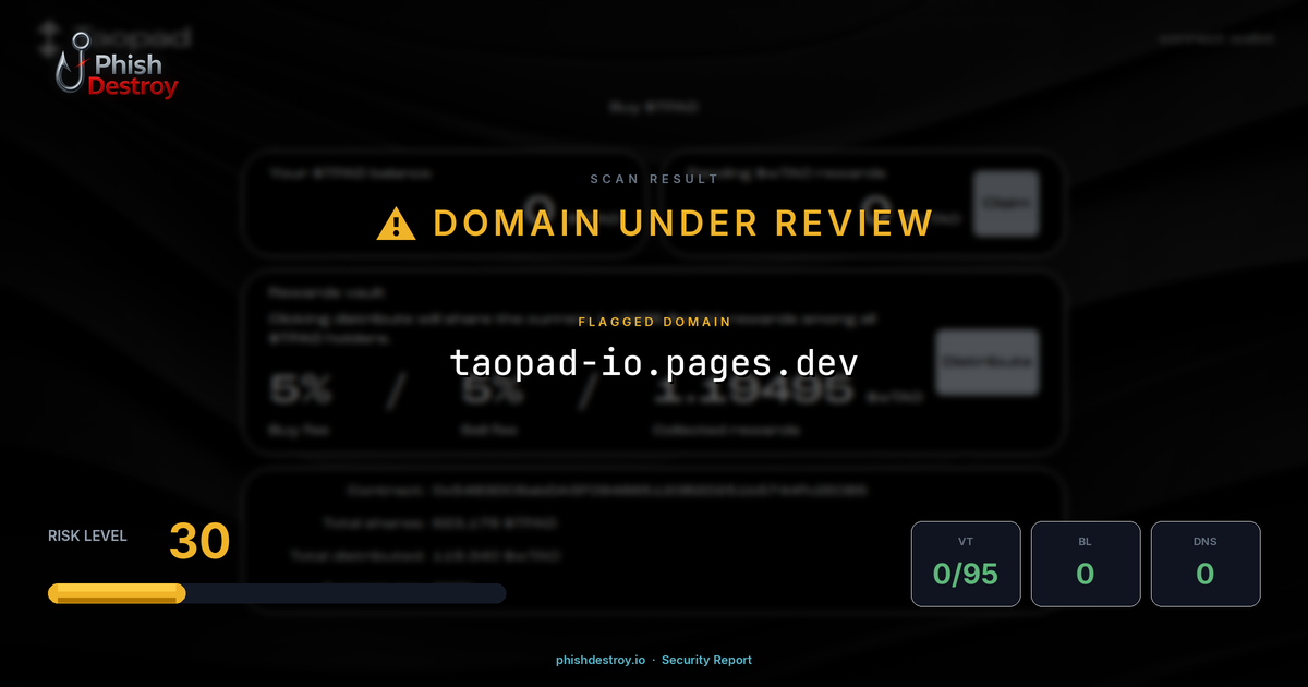 taopad-io.pages.dev phishing report — threat analysis by PhishDestroy