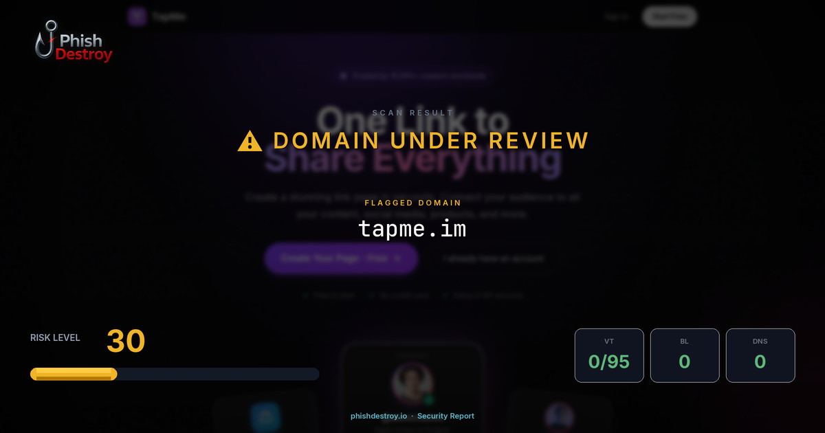 tapme.im phishing report — threat analysis by PhishDestroy
