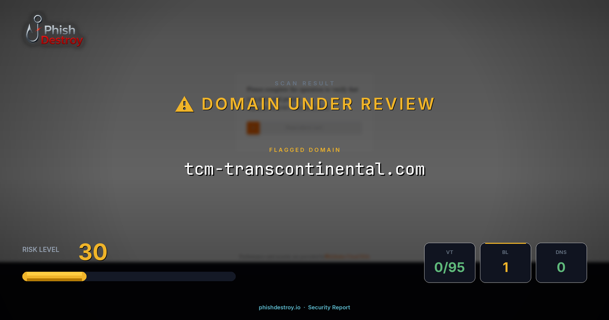 tcm-transcontinental.com phishing report — threat analysis by PhishDestroy