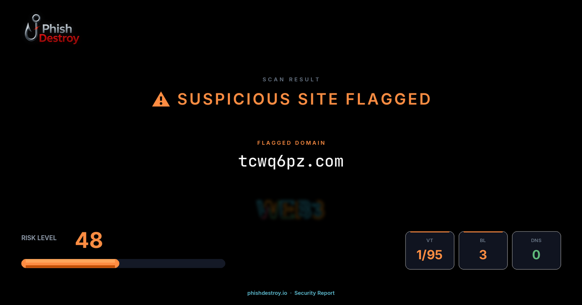 tcwq6pz.com phishing report — threat analysis by PhishDestroy