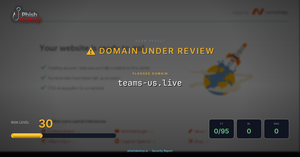teams-us.live phishing report — threat analysis by PhishDestroy