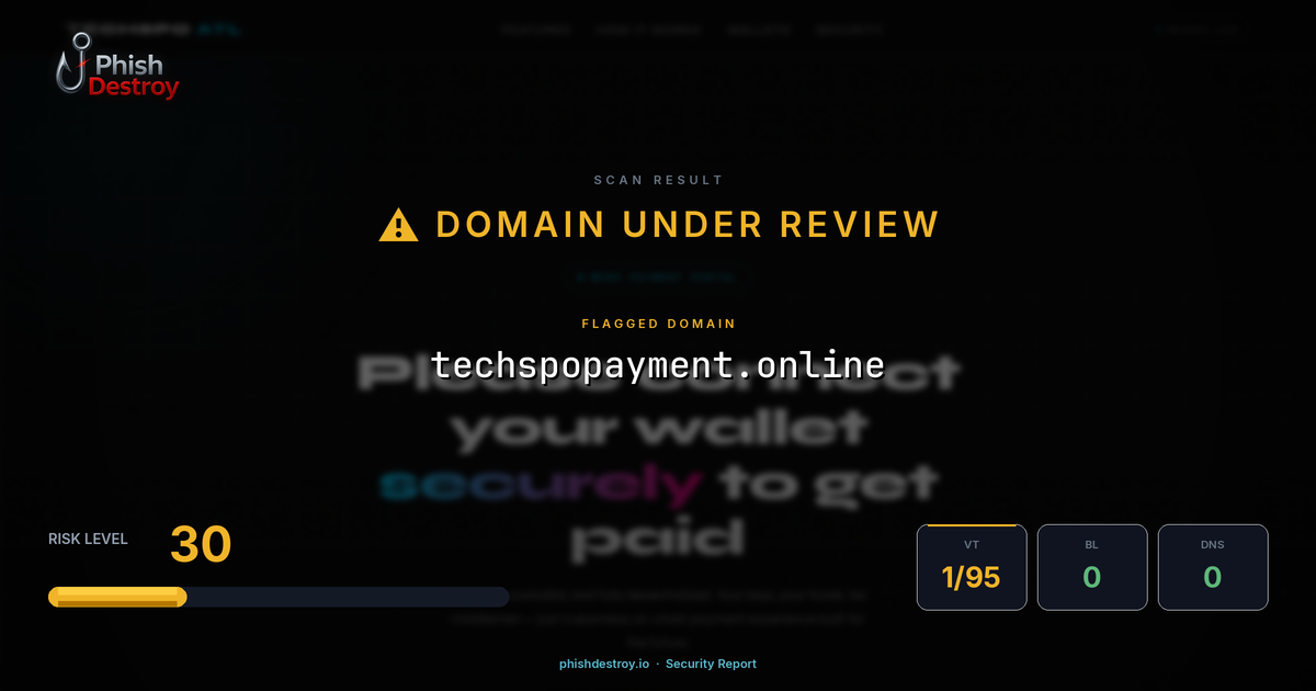 techspopayment.online phishing report — threat analysis by PhishDestroy