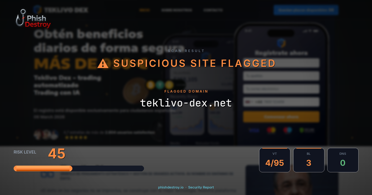 teklivo-dex.net phishing report — threat analysis by PhishDestroy