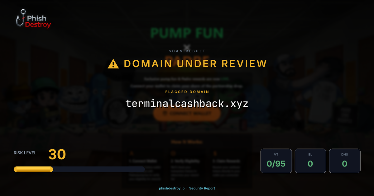 terminalcashback.xyz phishing report — threat analysis by PhishDestroy