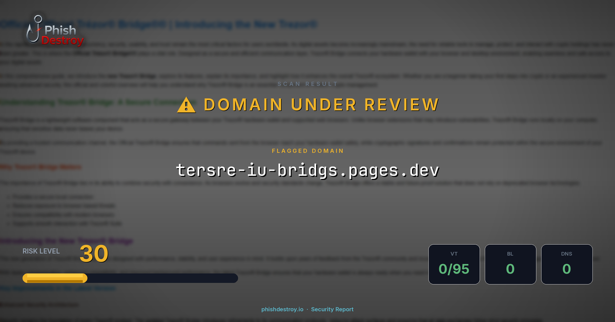 tersre-iu-bridgs.pages.dev phishing report — threat analysis by PhishDestroy