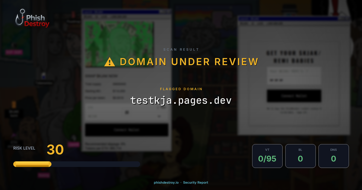 testkja.pages.dev phishing report — threat analysis by PhishDestroy