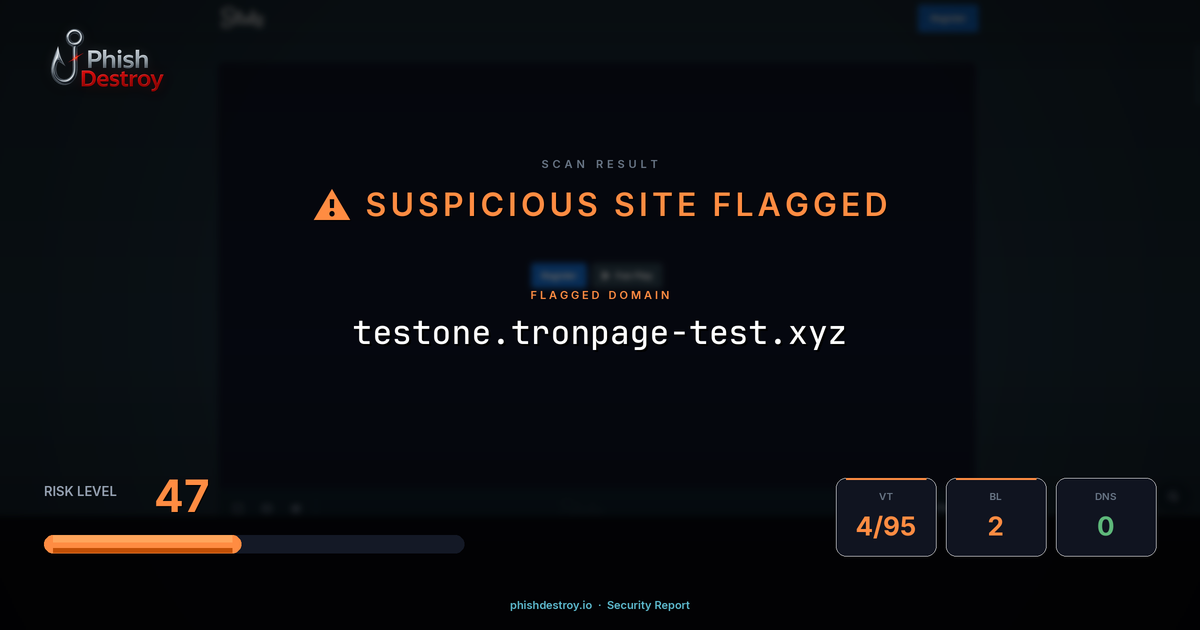 testone.tronpage-test.xyz phishing report — threat analysis by PhishDestroy