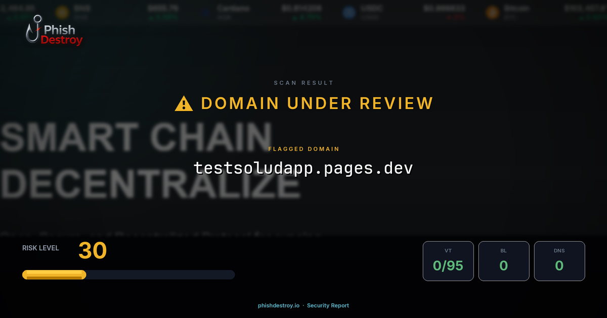 testsoludapp.pages.dev phishing report — threat analysis by PhishDestroy