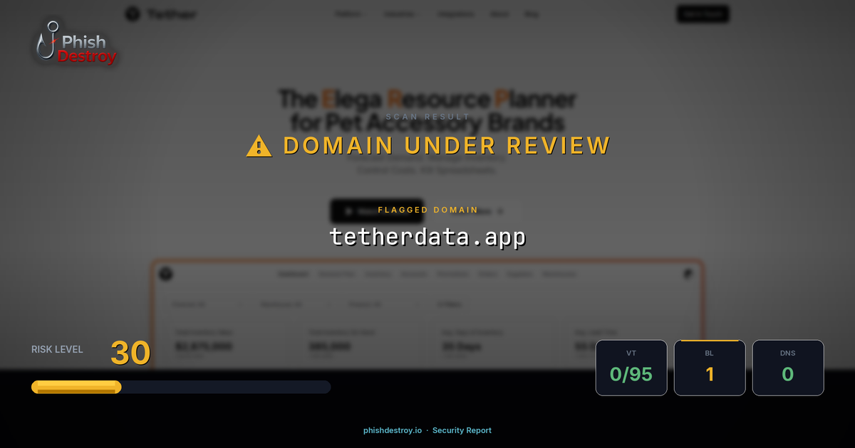 tetherdata.app phishing report — threat analysis by PhishDestroy