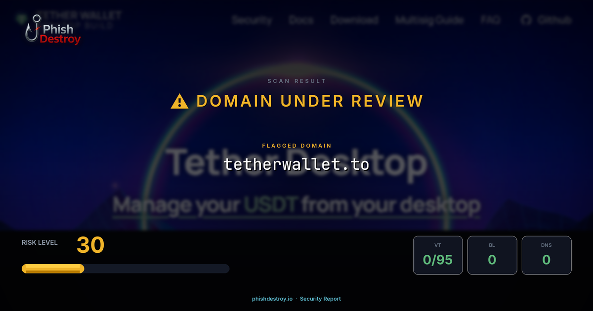 tetherwallet.to phishing report — threat analysis by PhishDestroy