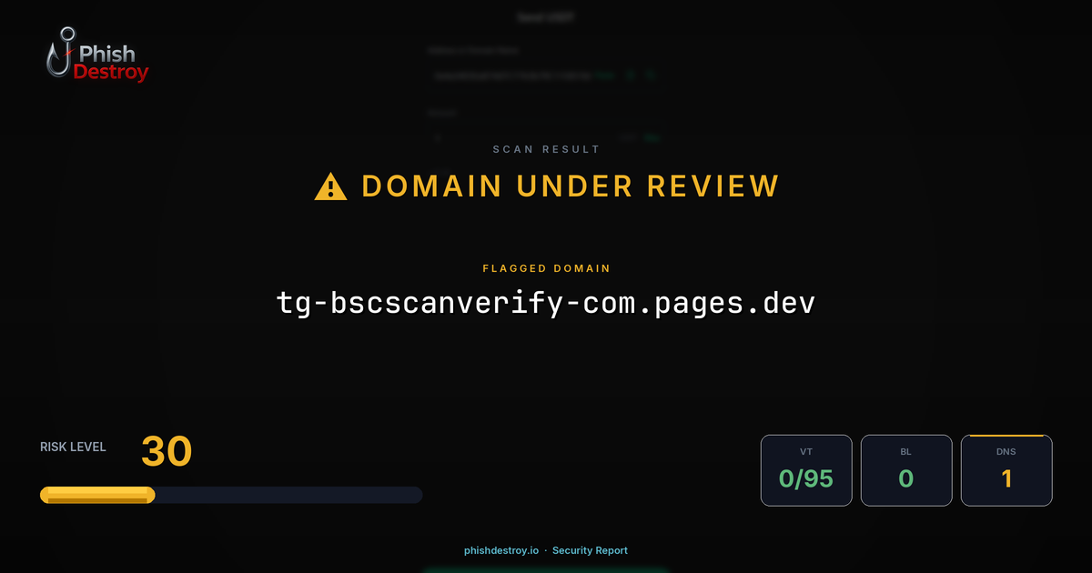 tg-bscscanverify-com.pages.dev phishing report — threat analysis by PhishDestroy