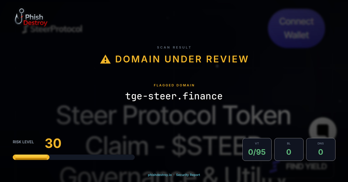 tge-steer.finance phishing report — threat analysis by PhishDestroy