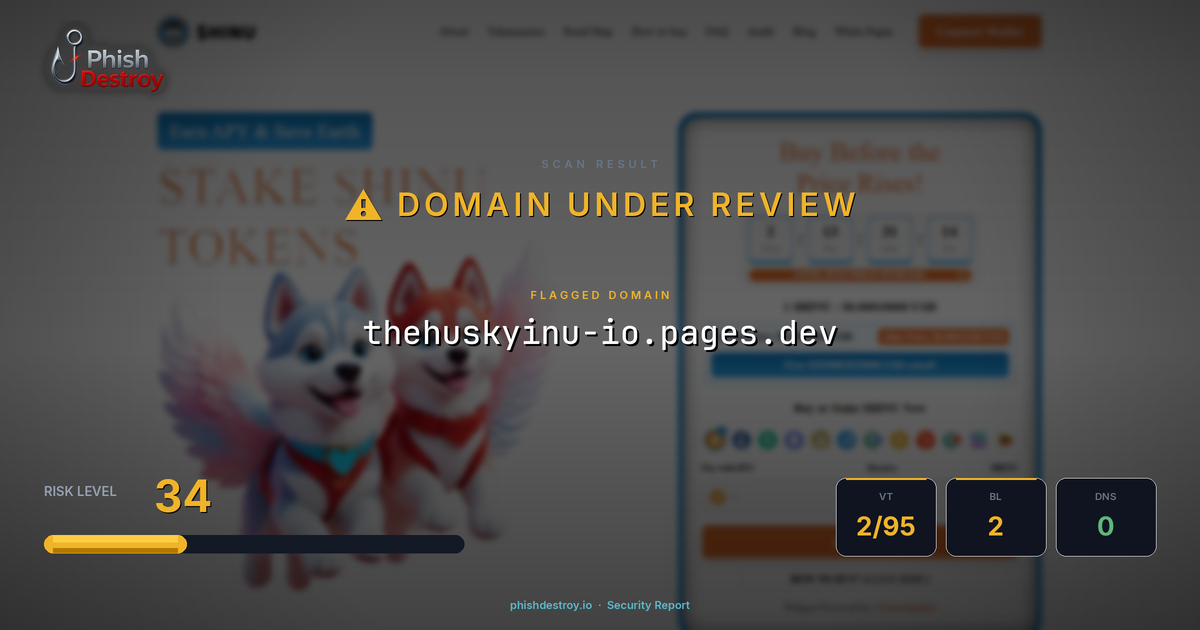 thehuskyinu-io.pages.dev phishing report — threat analysis by PhishDestroy