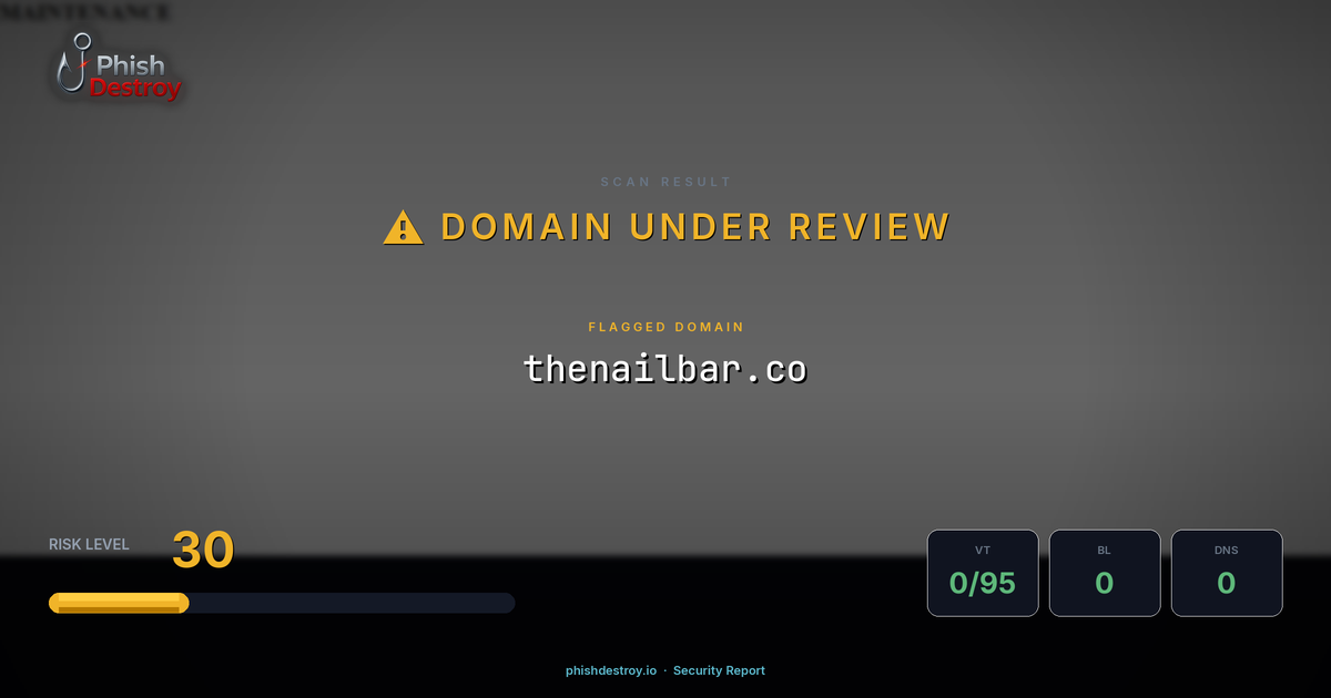 thenailbar.co phishing report — threat analysis by PhishDestroy