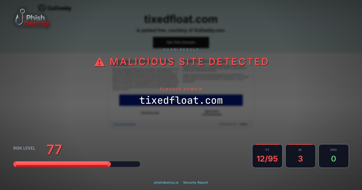 tixedfloat.com phishing report — threat analysis by PhishDestroy