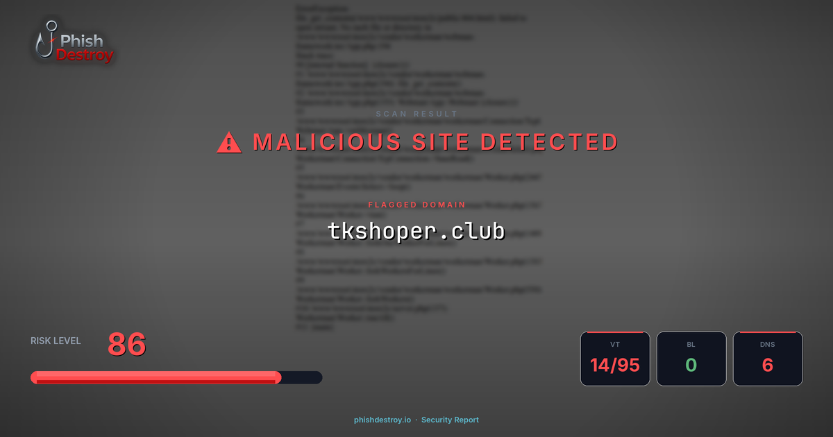 tkshoper.club phishing report — threat analysis by PhishDestroy