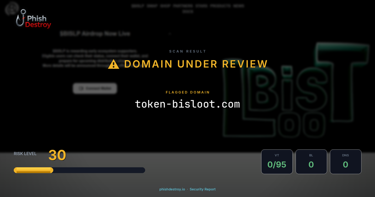 token-bisloot.com phishing report — threat analysis by PhishDestroy
