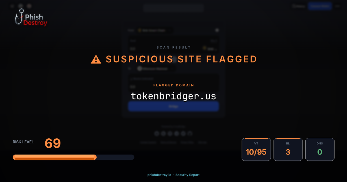 tokenbridger.us phishing report — threat analysis by PhishDestroy
