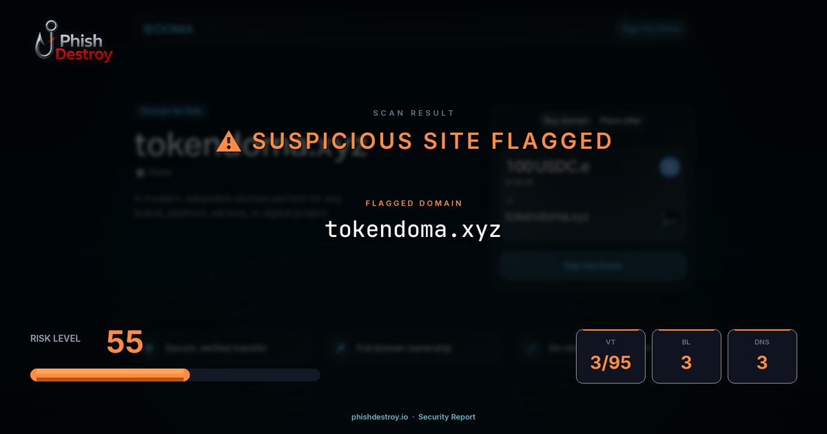 tokendoma.xyz phishing report — threat analysis by PhishDestroy