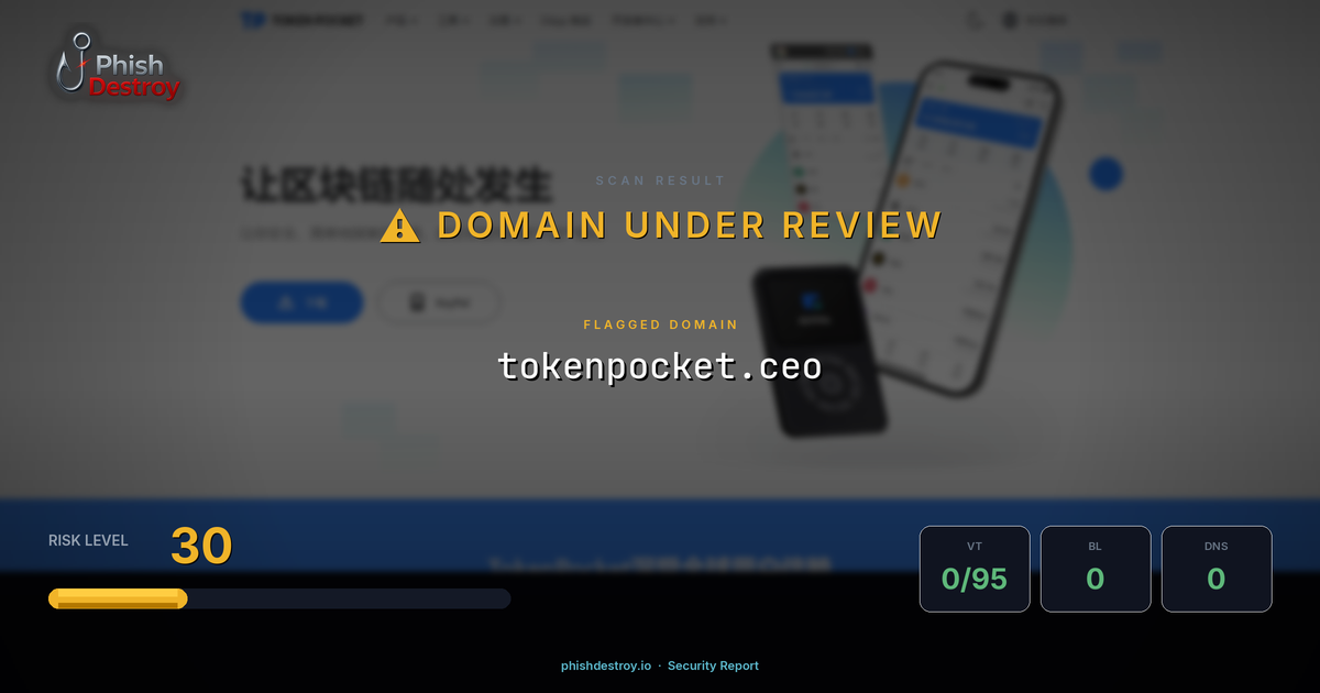 tokenpocket.ceo phishing report — threat analysis by PhishDestroy