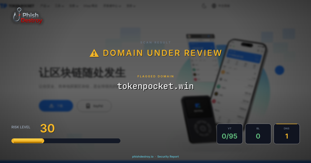 tokenpocket.win phishing report — threat analysis by PhishDestroy