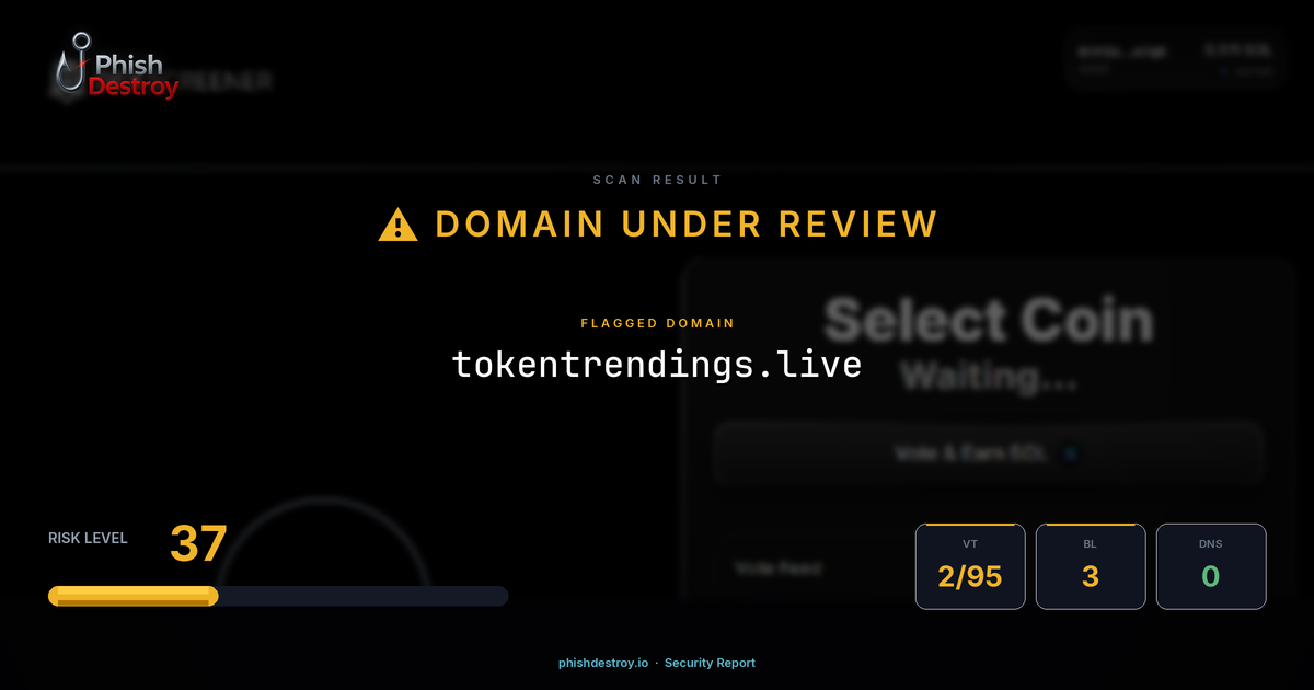 tokentrendings.live phishing report — threat analysis by PhishDestroy