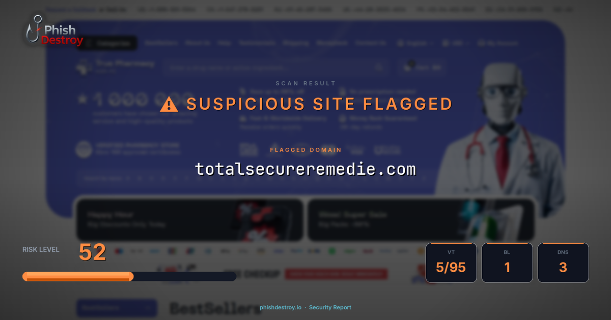 totalsecureremedie.com phishing report — threat analysis by PhishDestroy