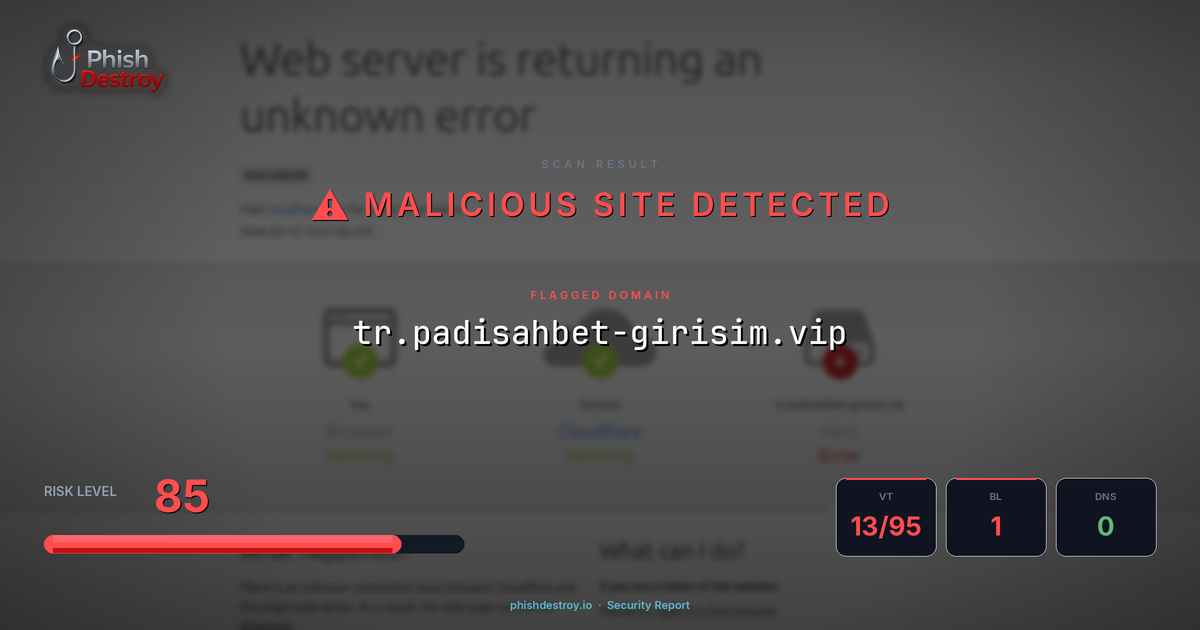 tr.padisahbet-girisim.vip phishing report — threat analysis by PhishDestroy