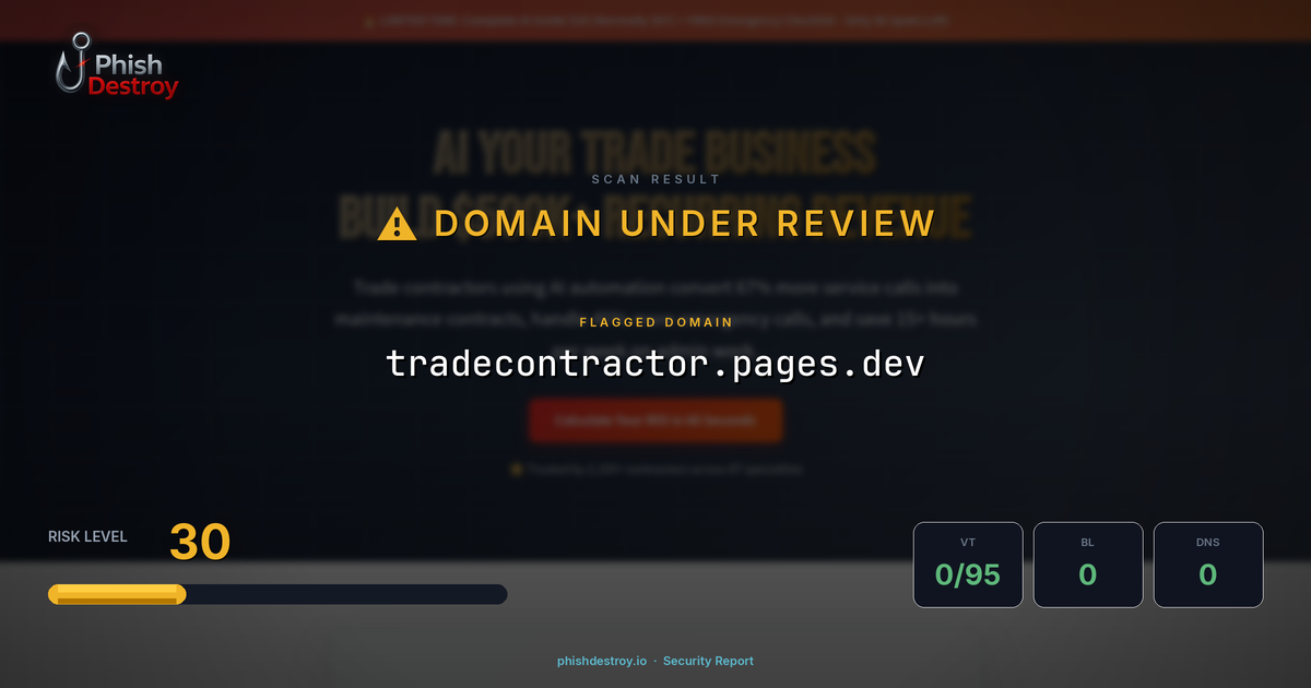tradecontractor.pages.dev phishing report — threat analysis by PhishDestroy