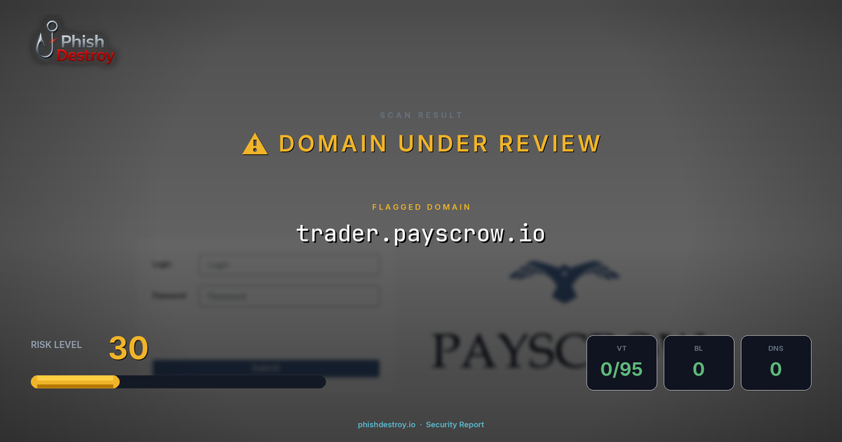 trader.payscrow.io phishing report — threat analysis by PhishDestroy