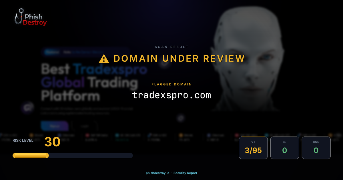 tradexspro.com phishing report — threat analysis by PhishDestroy