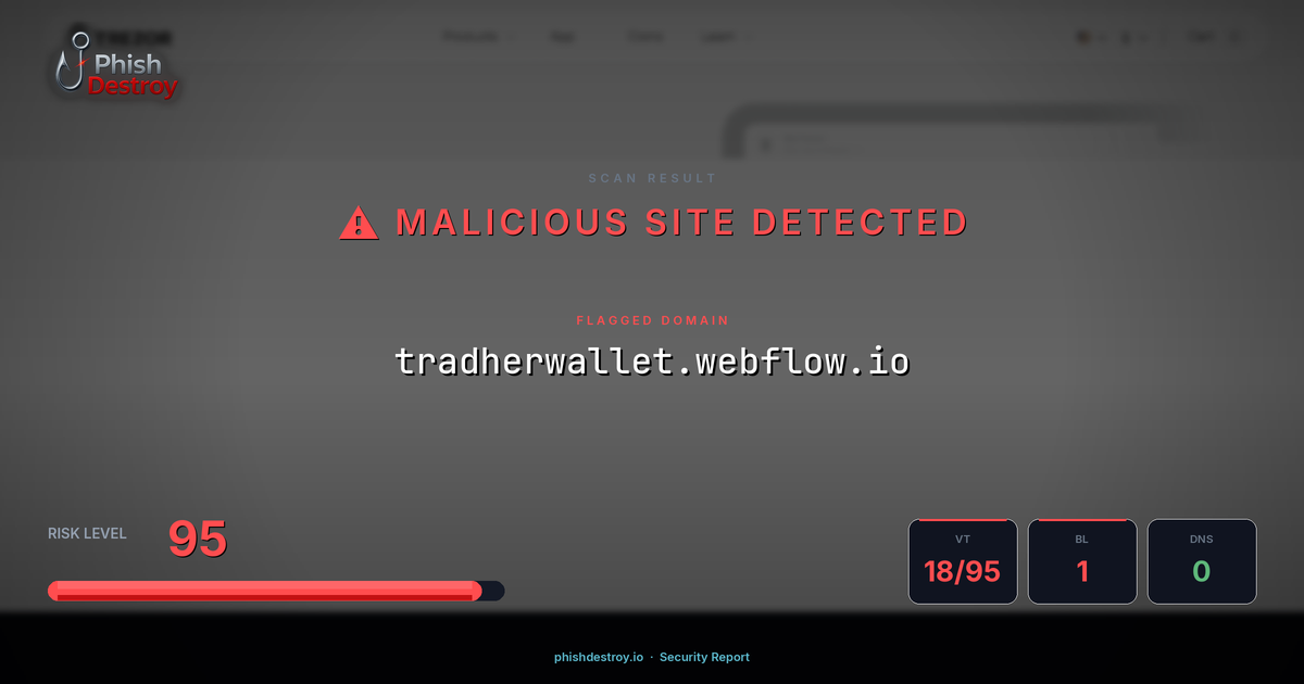 tradherwallet.webflow.io phishing report — threat analysis by PhishDestroy