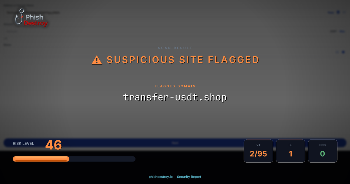 transfer-usdt.shop phishing report — threat analysis by PhishDestroy
