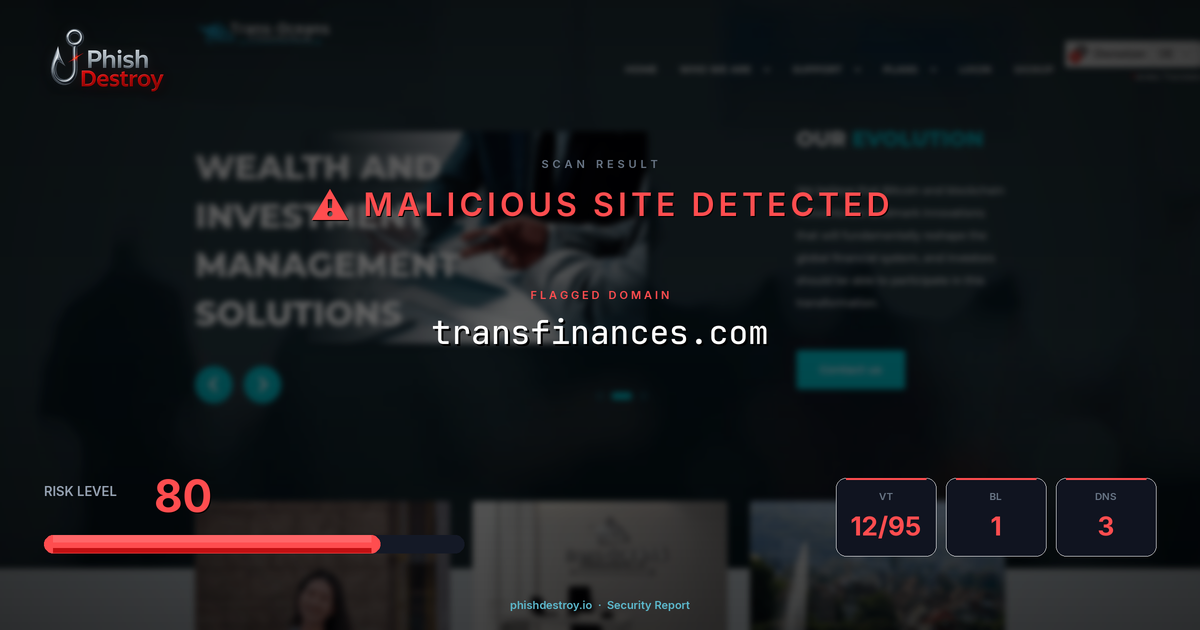 transfinances.com phishing report — threat analysis by PhishDestroy