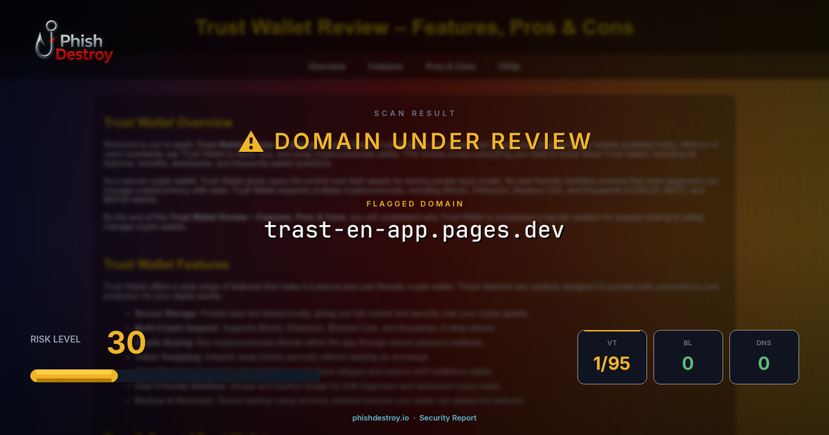 trast-en-app.pages.dev phishing report — threat analysis by PhishDestroy