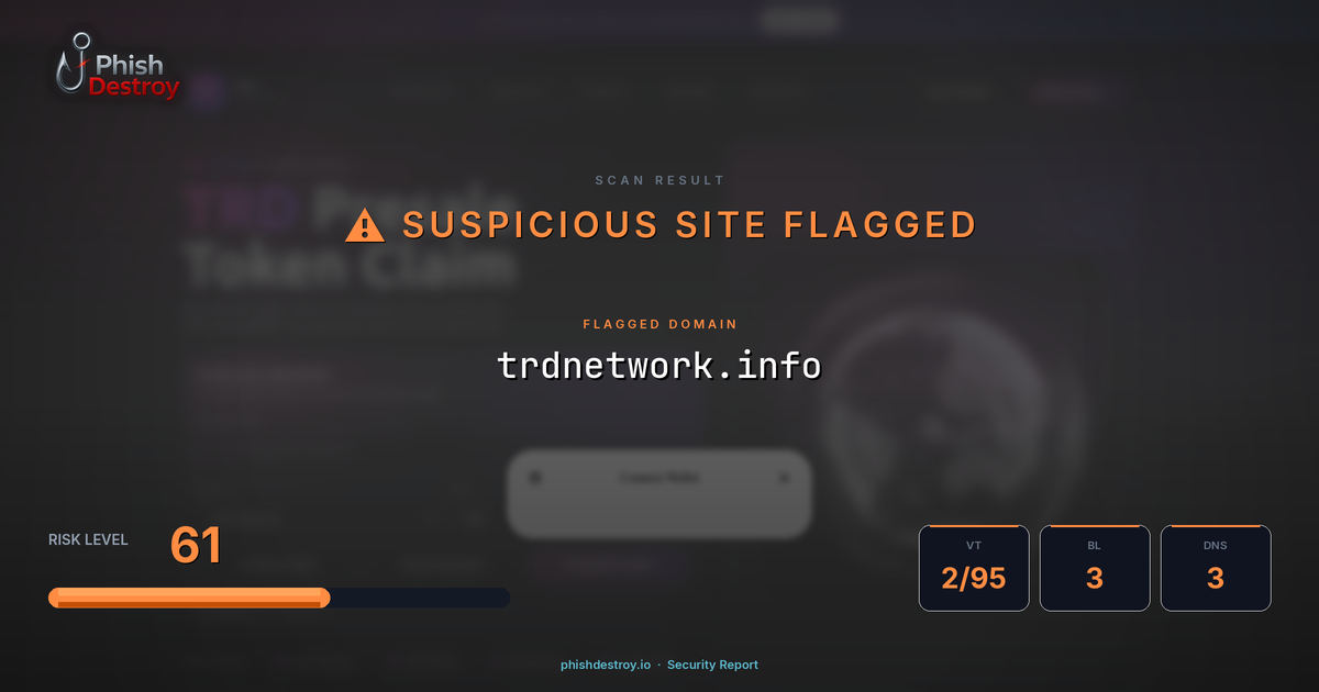 trdnetwork.info phishing report — threat analysis by PhishDestroy