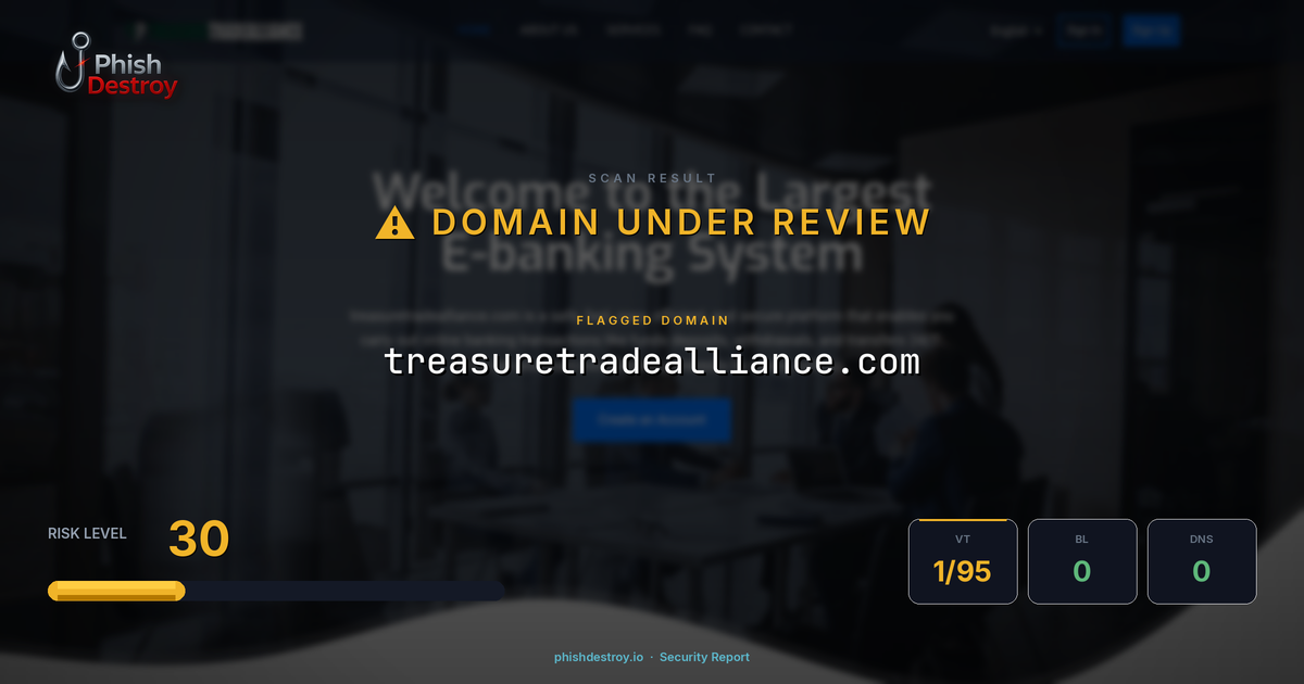 treasuretradealliance.com phishing report — threat analysis by PhishDestroy