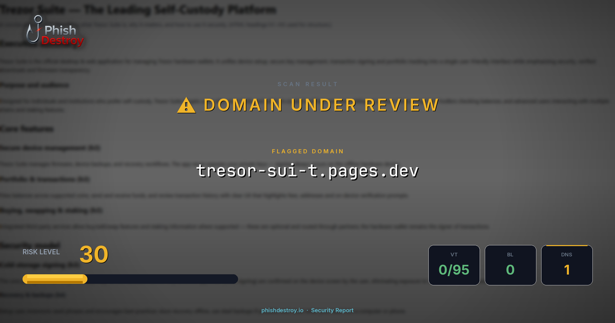 tresor-sui-t.pages.dev phishing report — threat analysis by PhishDestroy