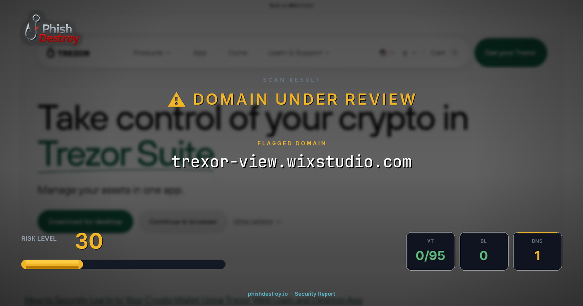 trexor-view.wixstudio.com phishing report — threat analysis by PhishDestroy
