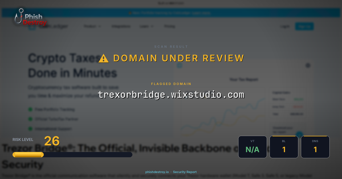 trexorbridge.wixstudio.com phishing report — threat analysis by PhishDestroy