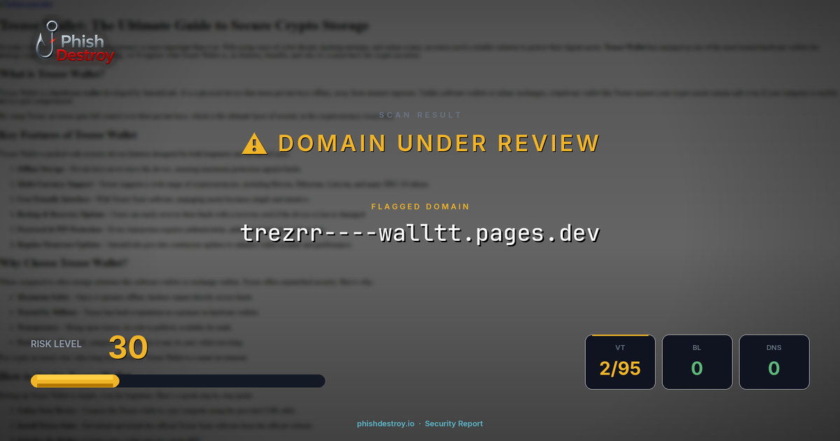trezrr----walltt.pages.dev phishing report — threat analysis by PhishDestroy