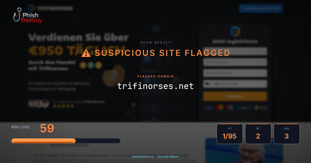 trifinorses.net phishing report — threat analysis by PhishDestroy