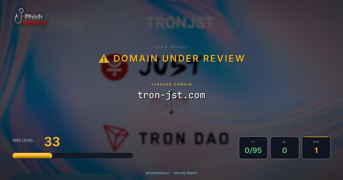 tron-jst.com phishing report — threat analysis by PhishDestroy