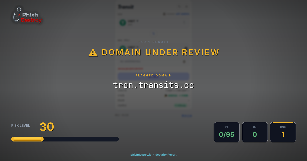 tron.transits.cc phishing report — threat analysis by PhishDestroy